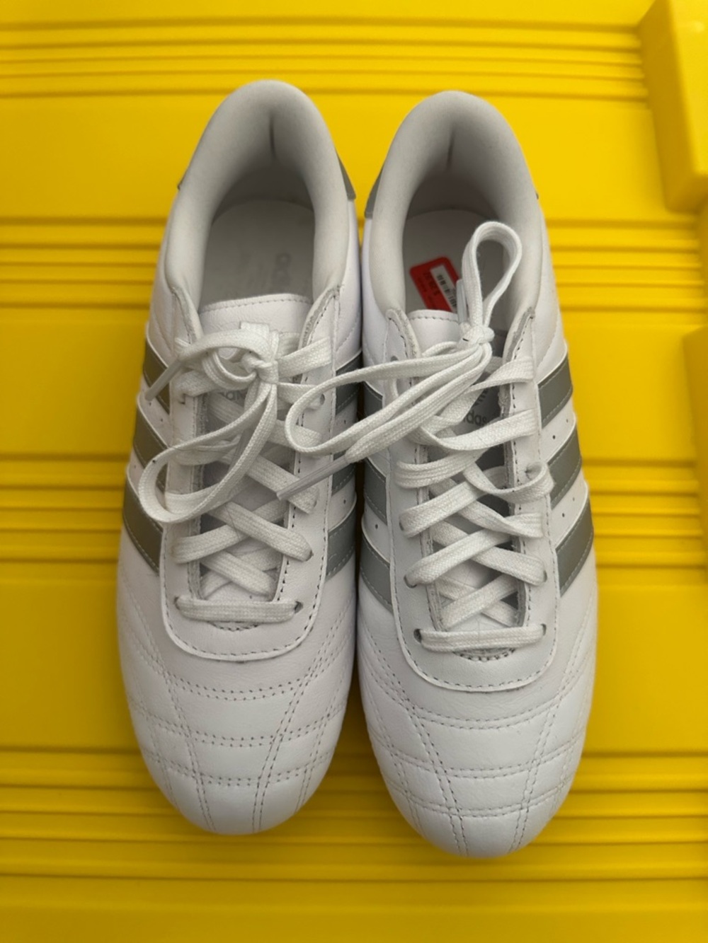 adidas Taekwondo White Sneakers with Silver Stripes